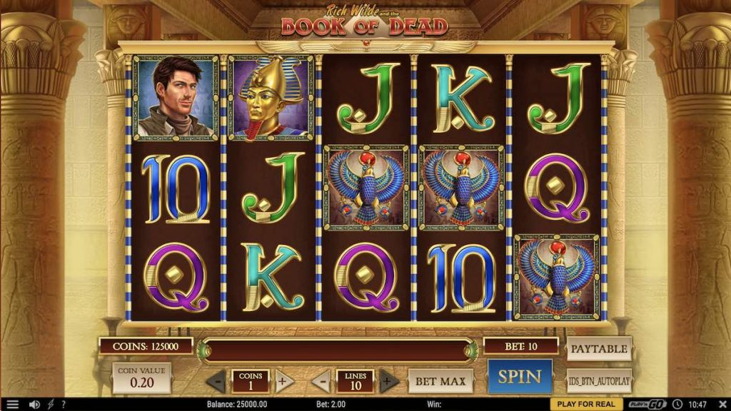 Egyptian slots interface.